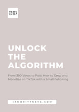 Load image into Gallery viewer, Unlock  the Algorithm: From 300 Views to Paid: How to Grow and Monetize on TikTok with a Small Following
